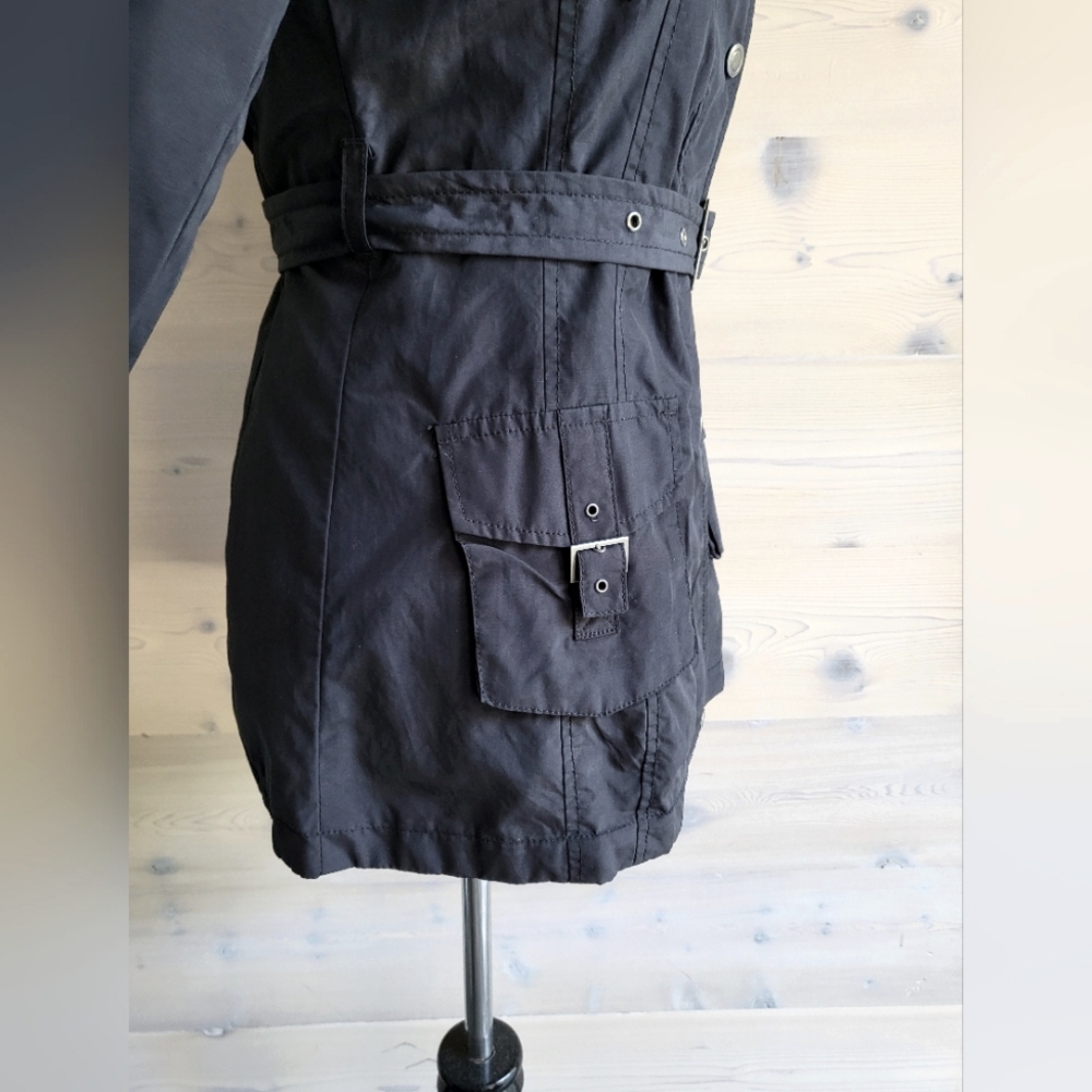 Merona Belted Military Parka Black size S - Picture 7 of 11